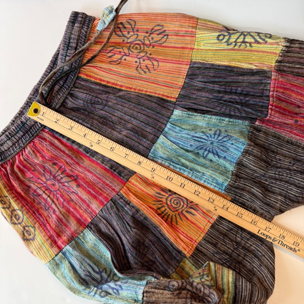 Rising International Patchwork Cotton Pants Sz‎ 6 Boho Hippie Festival Joggers - Picture 12 of 12